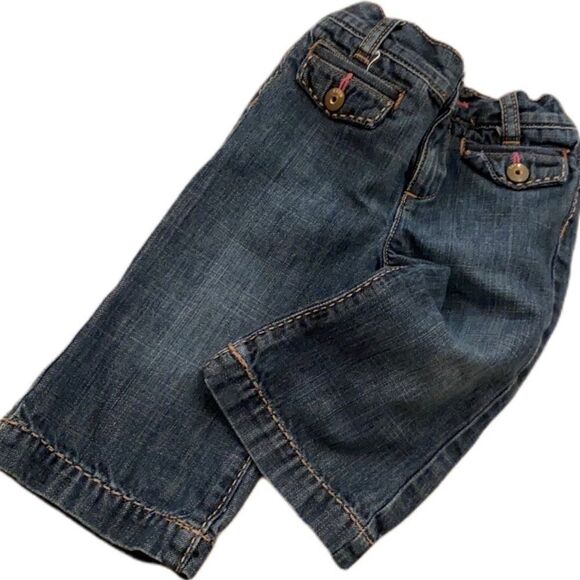 GAP Baby Girls Capri Jeans Flared 2969 Wide Leg Denim Pants Size 12-18 Month - Picture 2 of 12